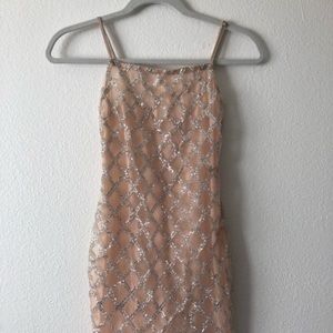 Nude/silver sparkly glitter Bodycon Dress